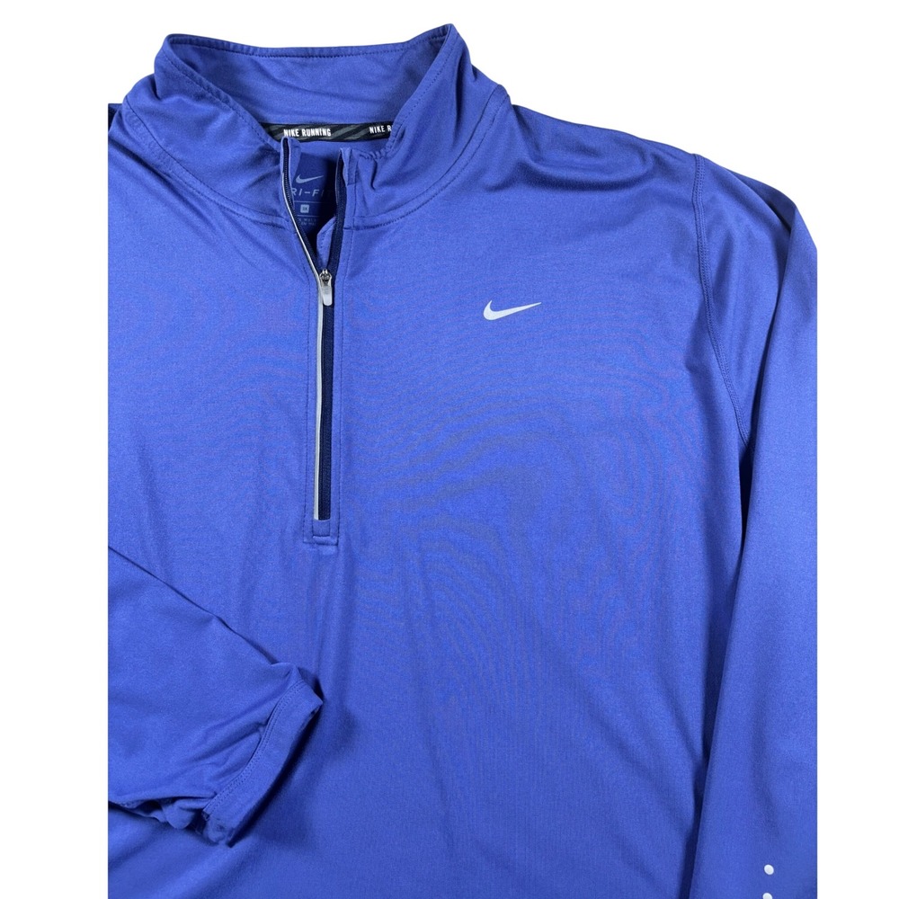 Nike Running Dri-FIT Mens 3X Royal Blue Quarter Zip Pullover Long Sleeve Shirt